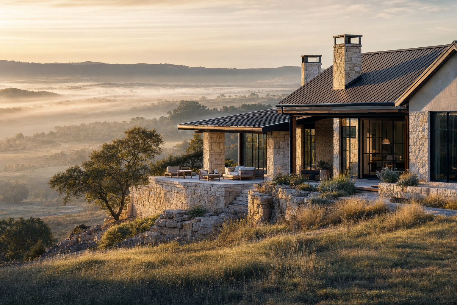 North Texas estate at first light