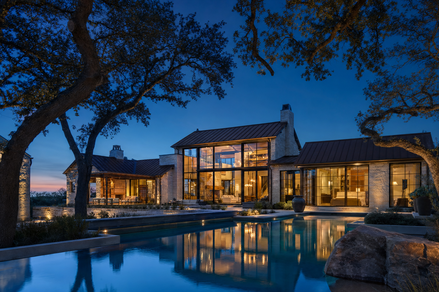 Frisco luxury estate at twilight