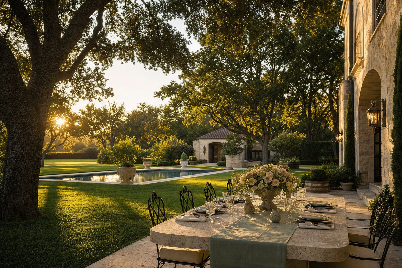 Frisco luxury home pool and yard